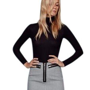 Reformation Houndstooth Zip Front Mini Skirt